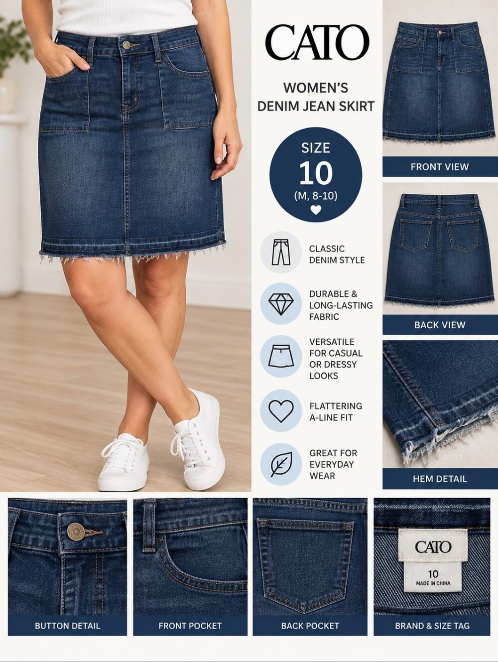 Cato women's size 10 denim jean skirt #36